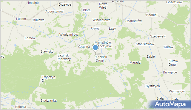 mapa Łazińsk Drugi, Łazińsk Drugi na mapie Targeo